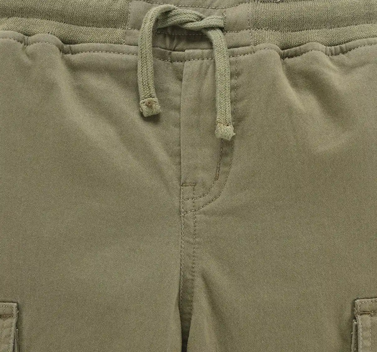 Solid Twill Joggers With Rib