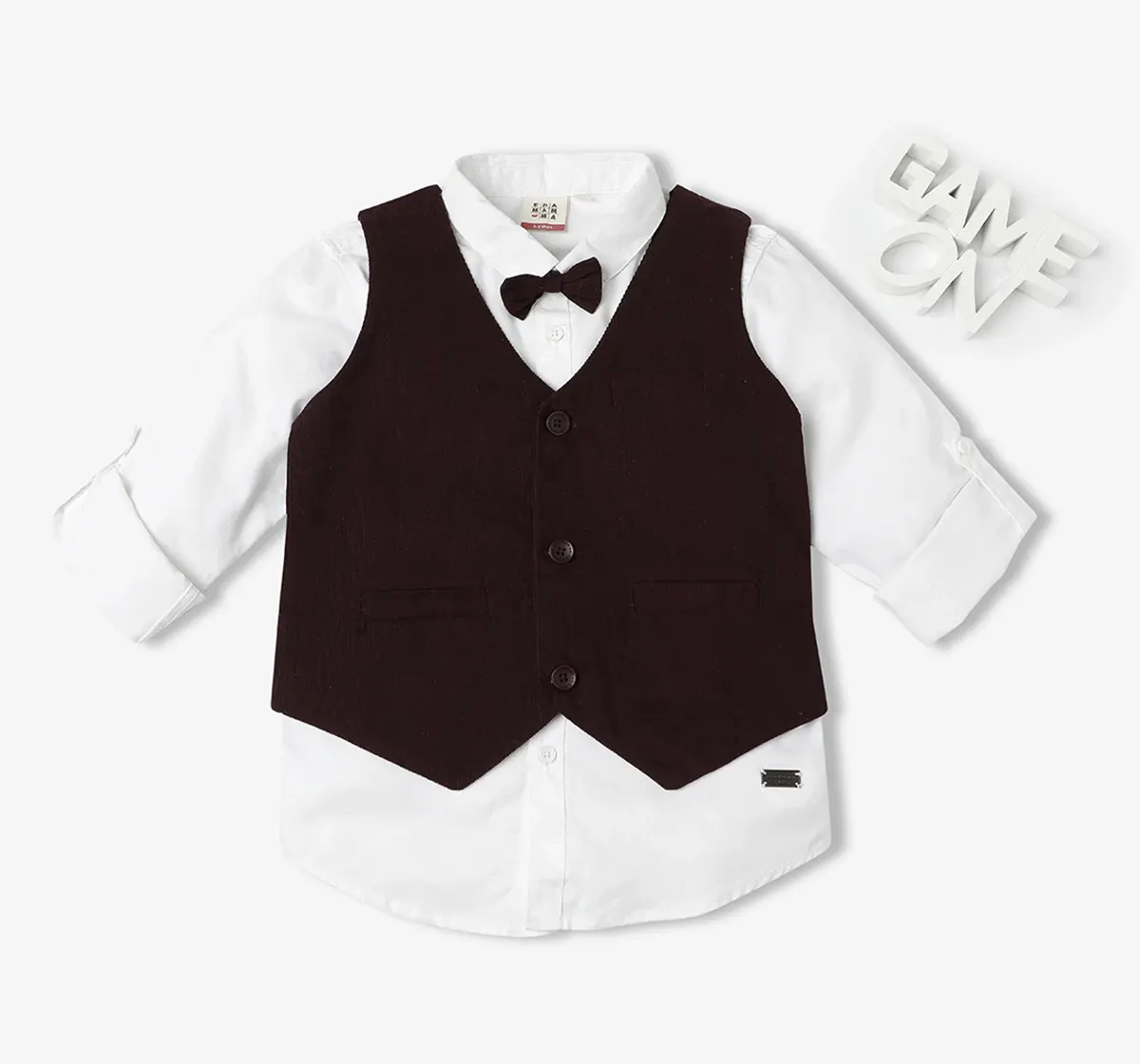 Full Sleeves Solid Shirt And Waist Coat