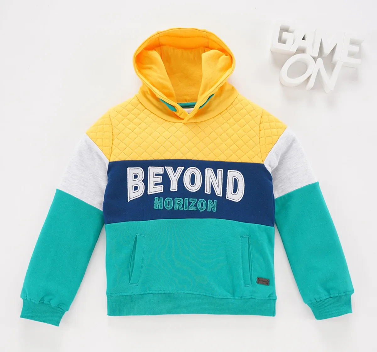 Mock Quilting Hoodie With Print