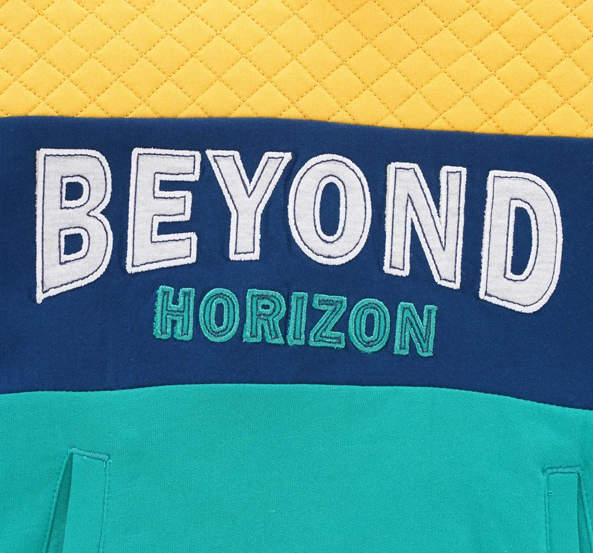 Mock Quilting Hoodie With Print