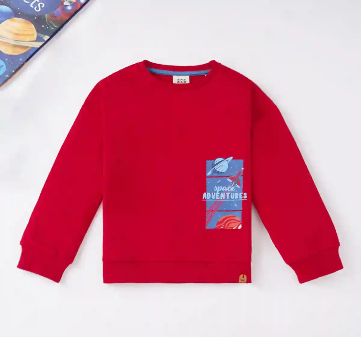 Full Sleeves Crew Neck Space Printed Sweatshirt