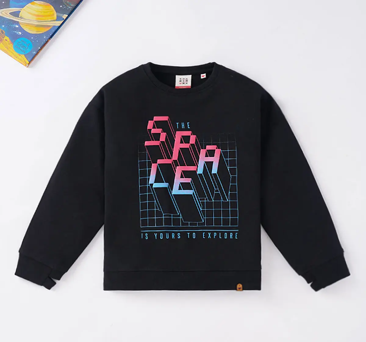 Full Sleeves Crew Neck Space Printed Sweatshirt