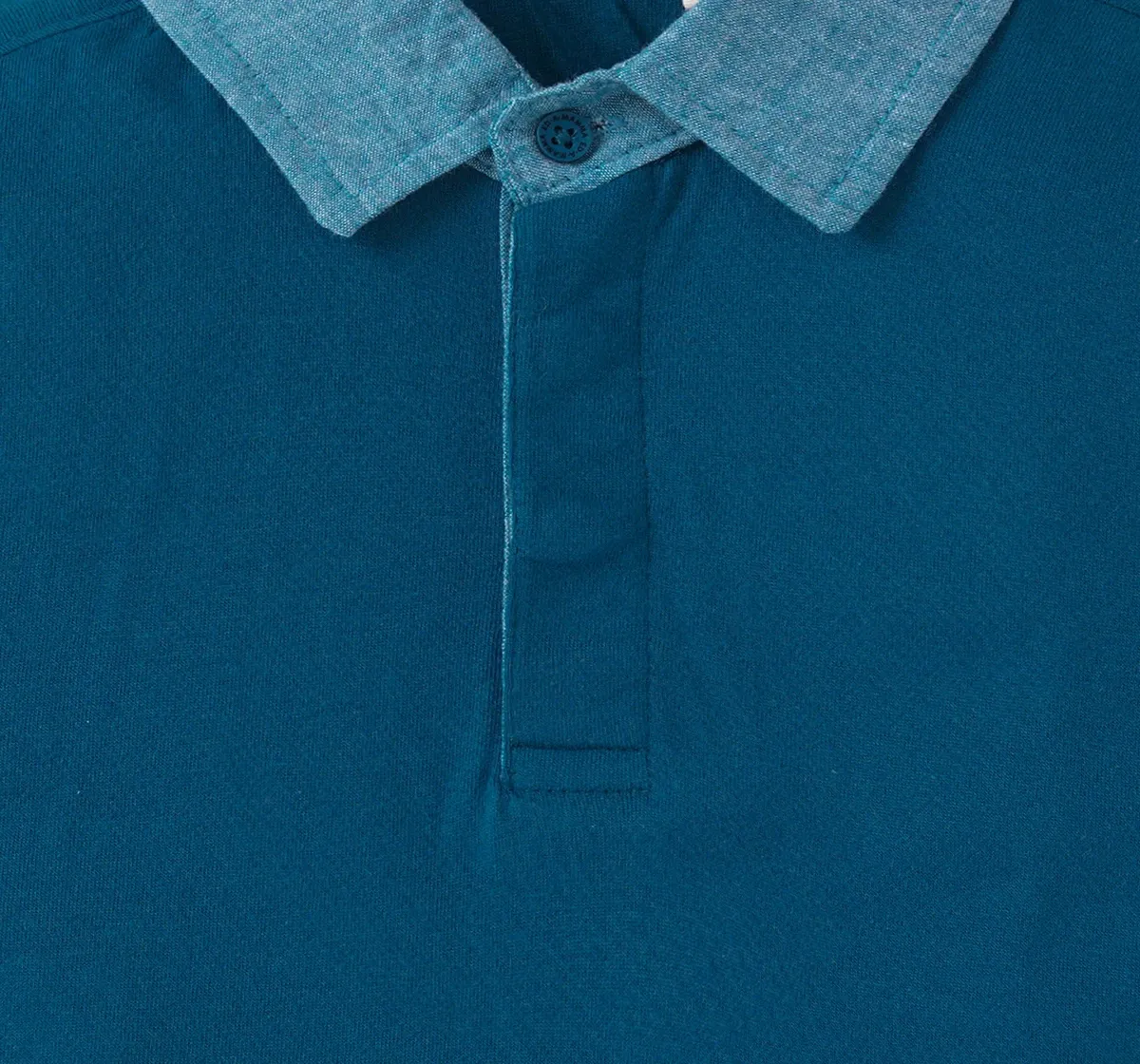Polo T-Shirt With Woven Collar