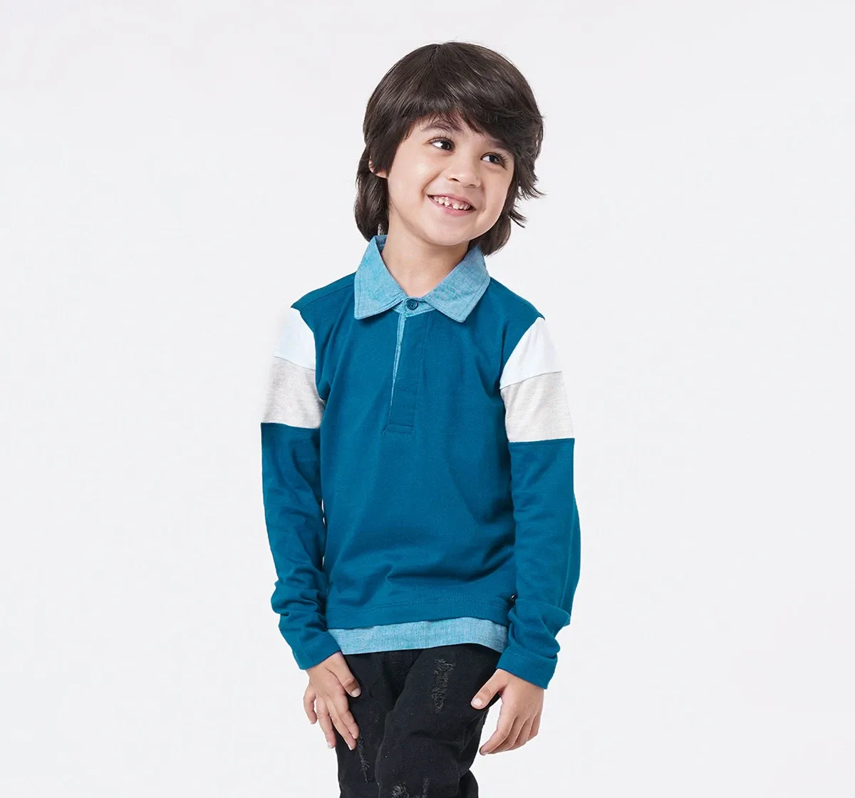 Polo T-Shirt With Woven Collar