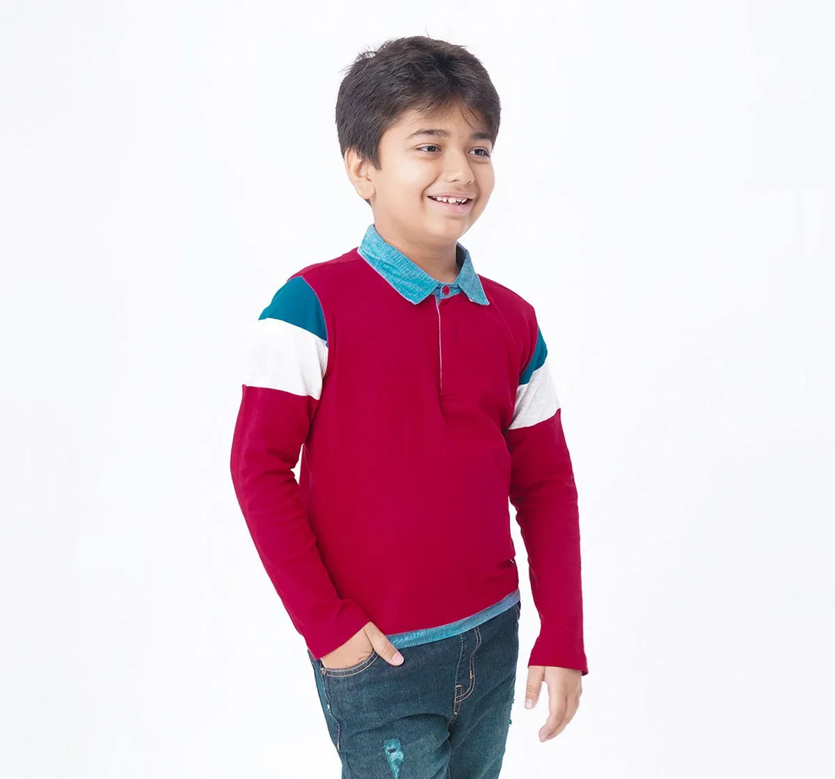 Polo T-Shirt With Woven Collar