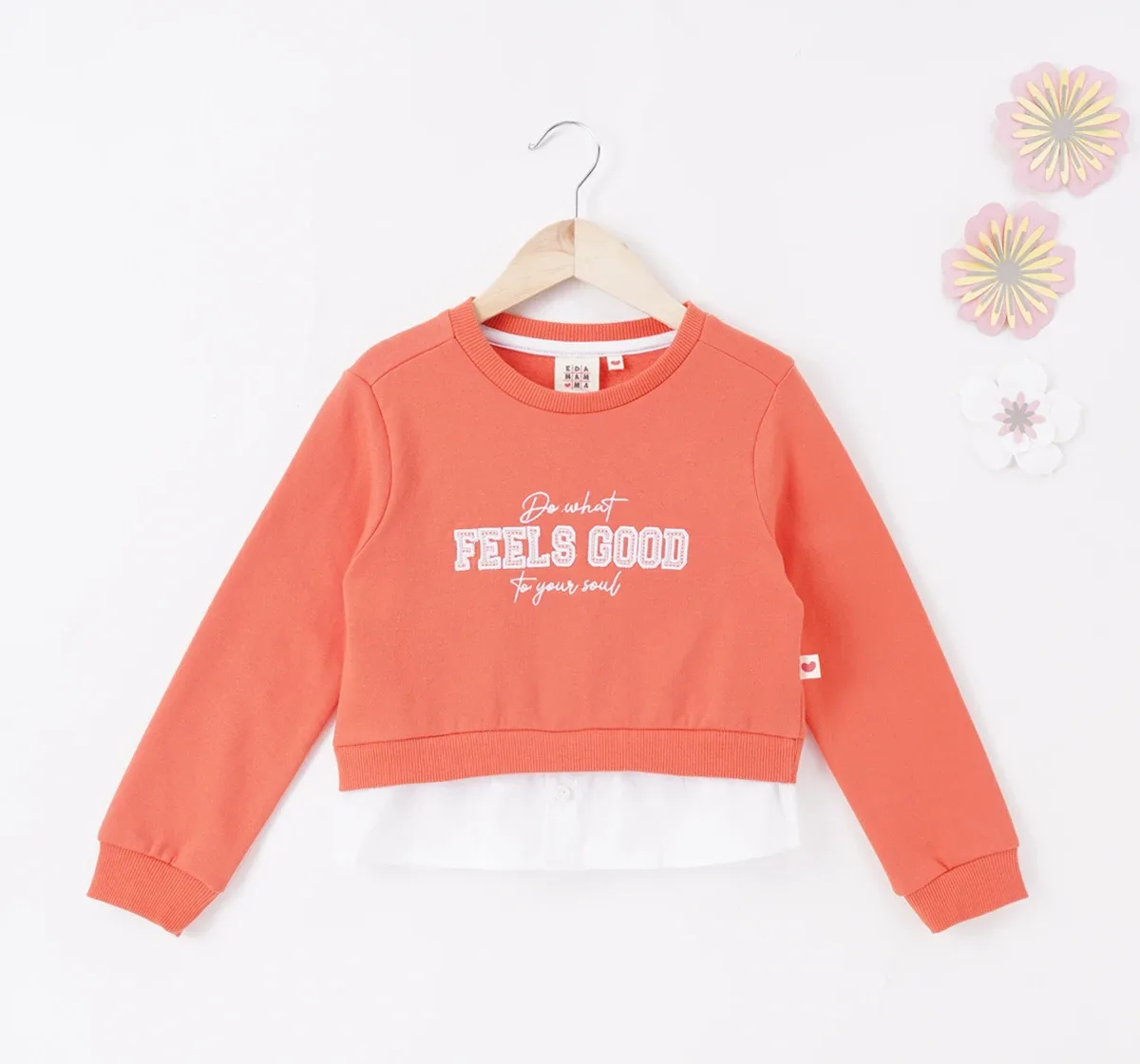 Girls Chest Print Full Sleeves Sweatshirt