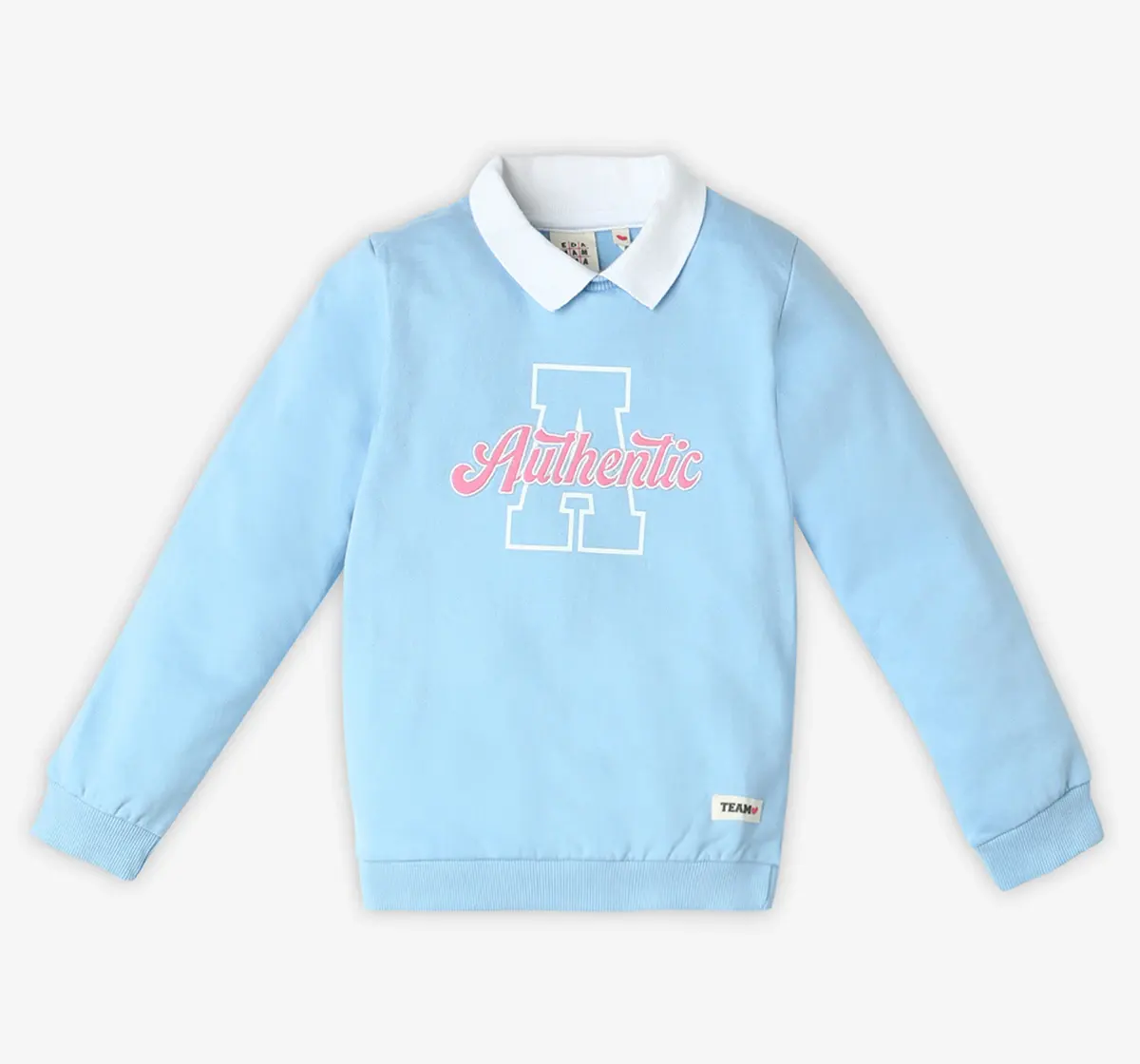 Girls Polo Neck Full Sleeves Sweatshirt