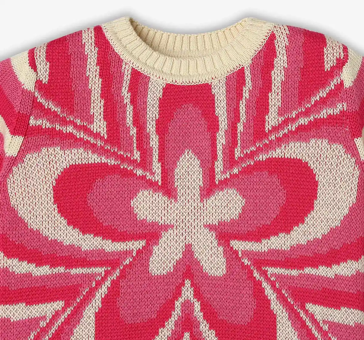 Girls Floral Jacquard Knit Sweater