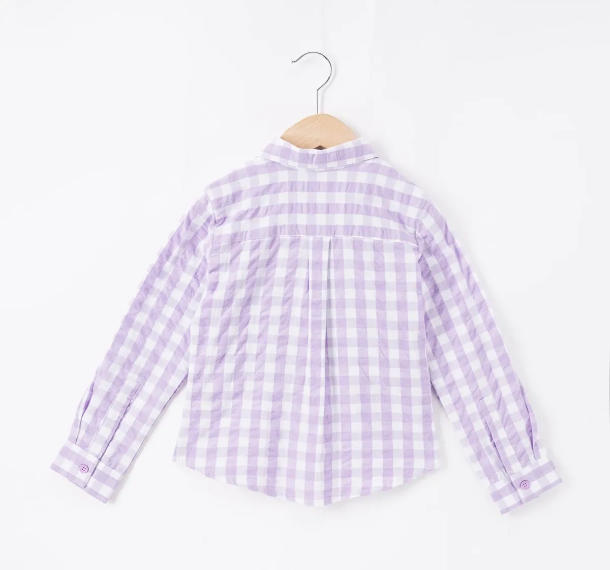 Girls Smocked Top With Checkered Shirt