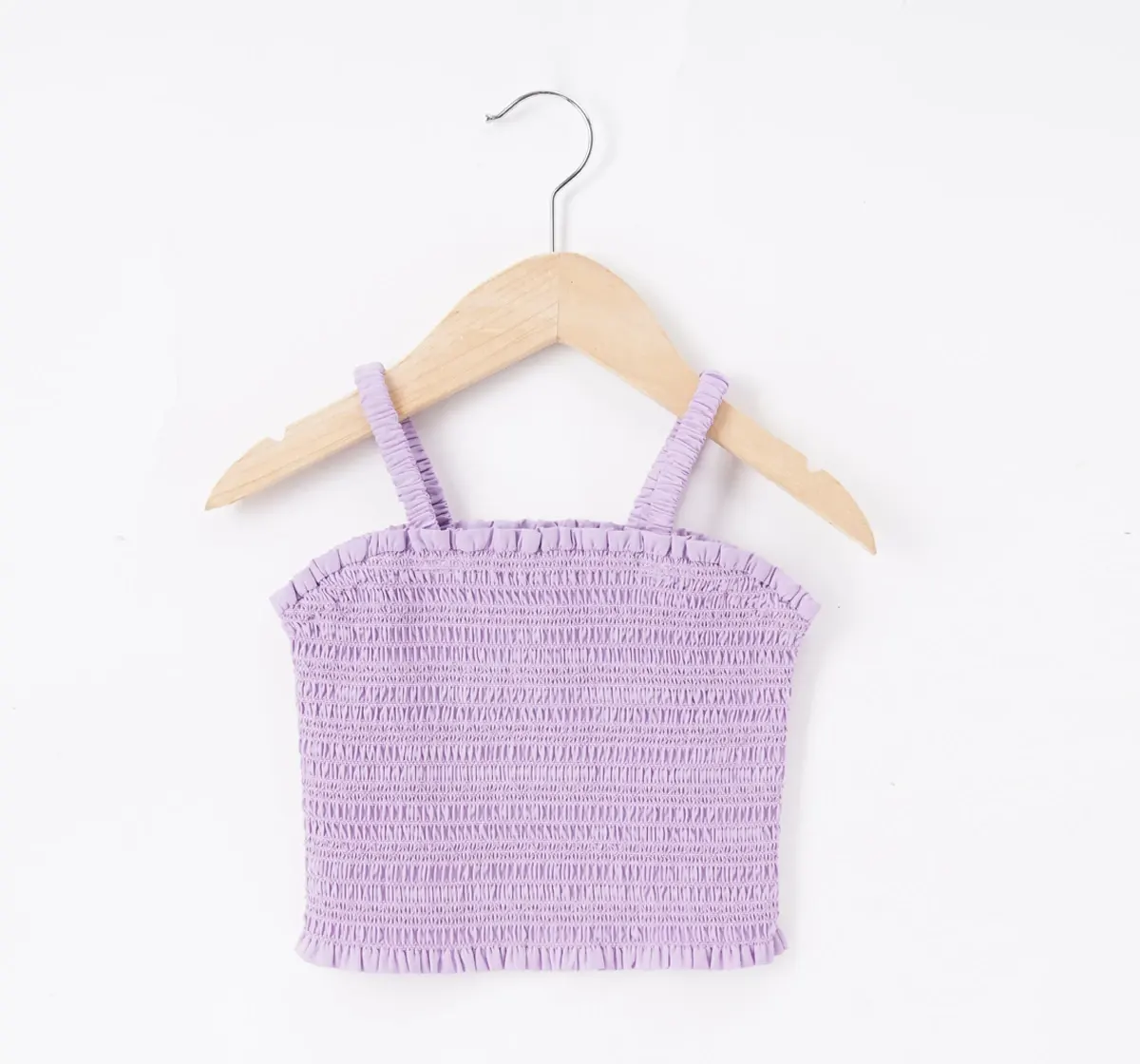 Girls Smocked Top With Checkered Shirt