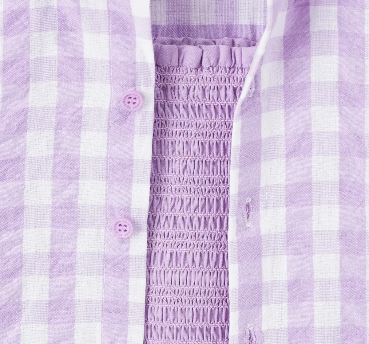 Girls Smocked Top With Checkered Shirt