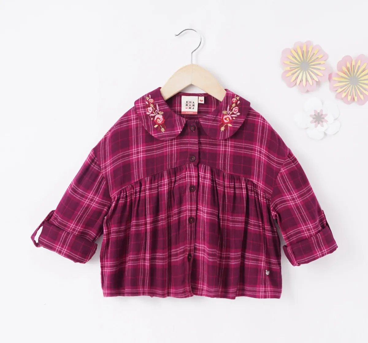 Girls Checkered Full Sleeves Top