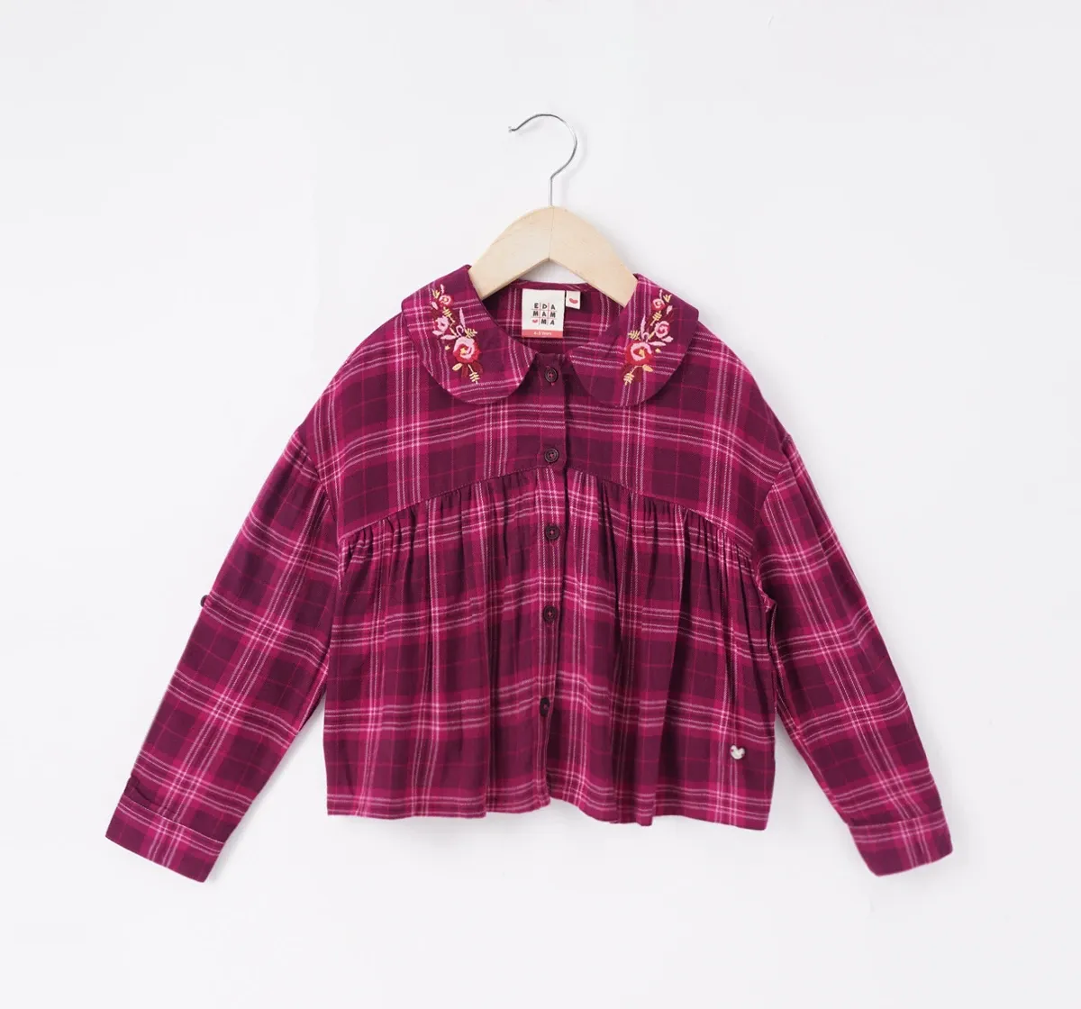 Girls Checkered Full Sleeves Top