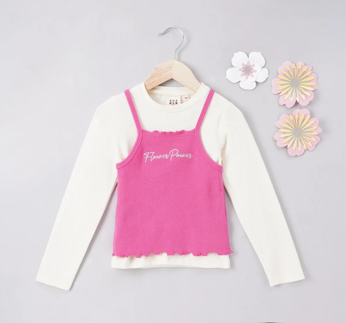 Girls Embroidered Overlap Tee