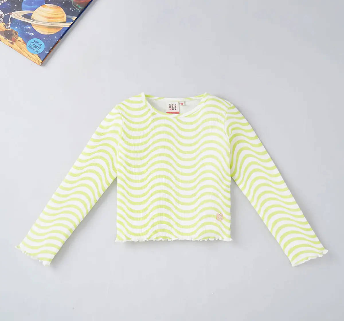 Full Sleeves Marble Effect Ribbed T-Shirt