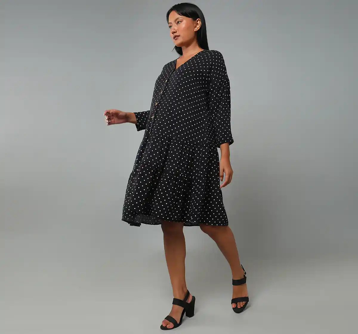 Maternity Nursing Printed Dress - Black