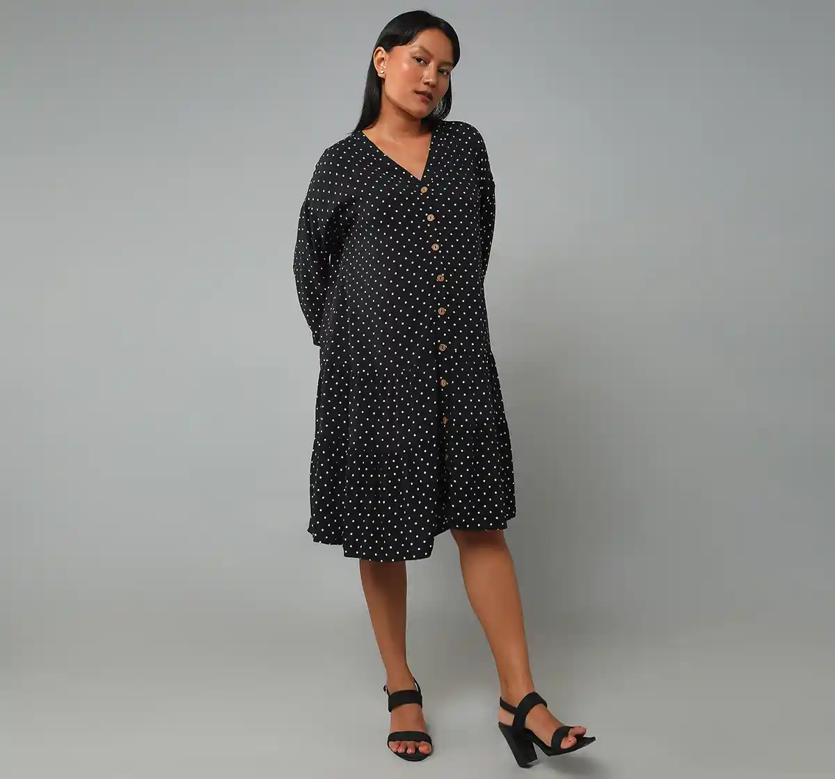 Maternity Nursing Printed Dress - Black