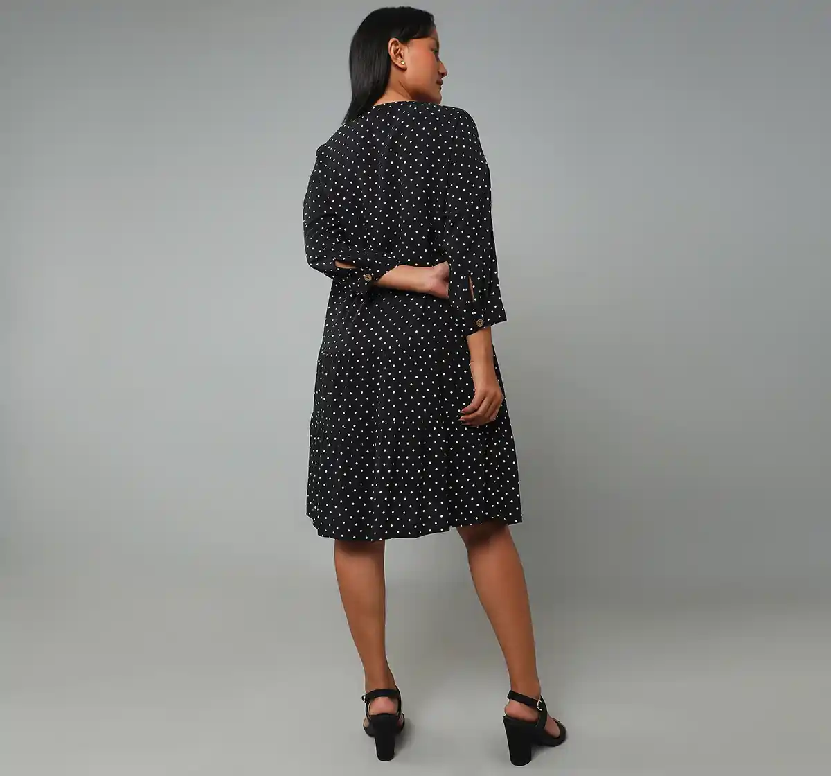 Maternity Nursing Printed Dress - Black