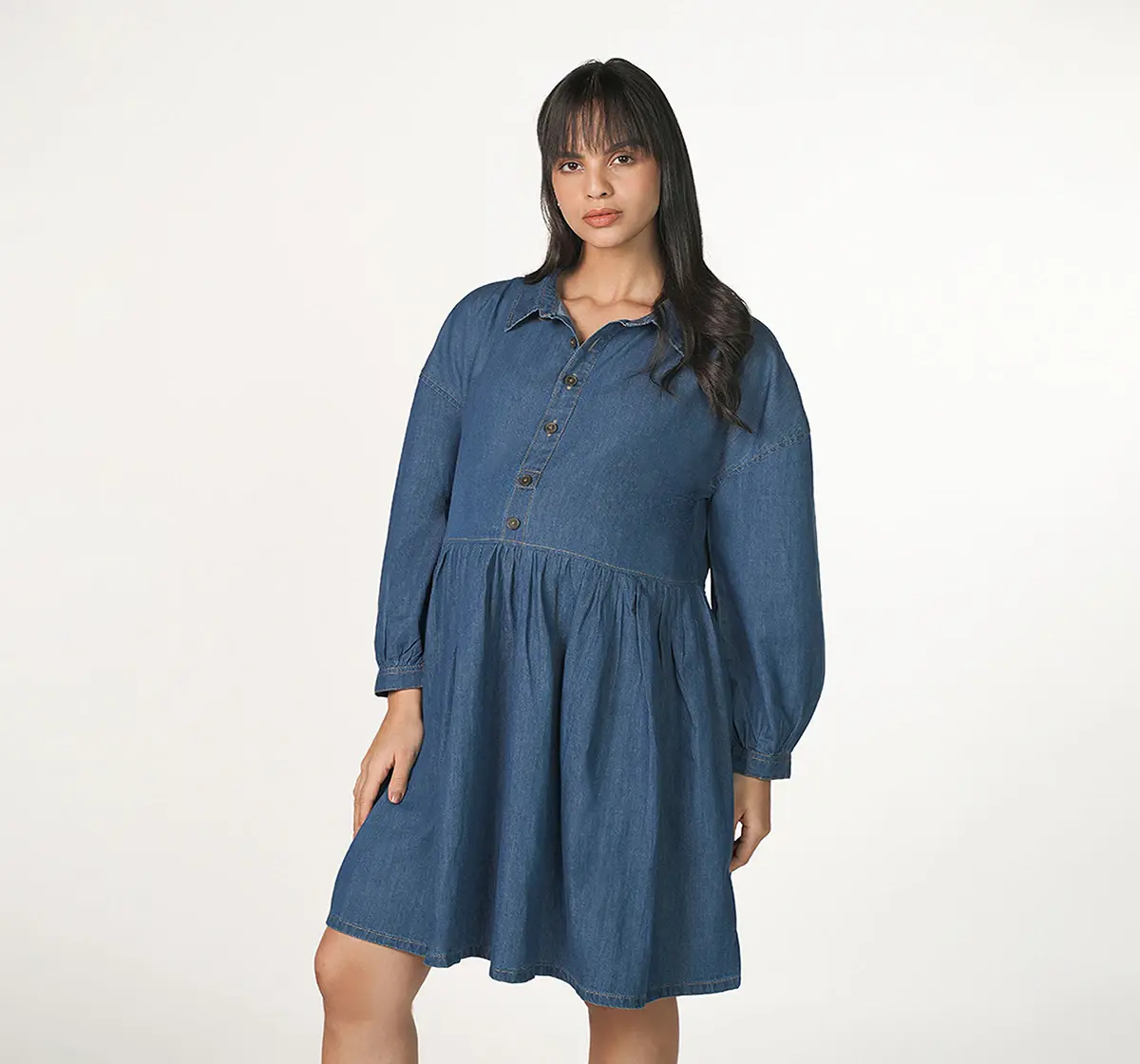Maternity Front Open Denim Dress