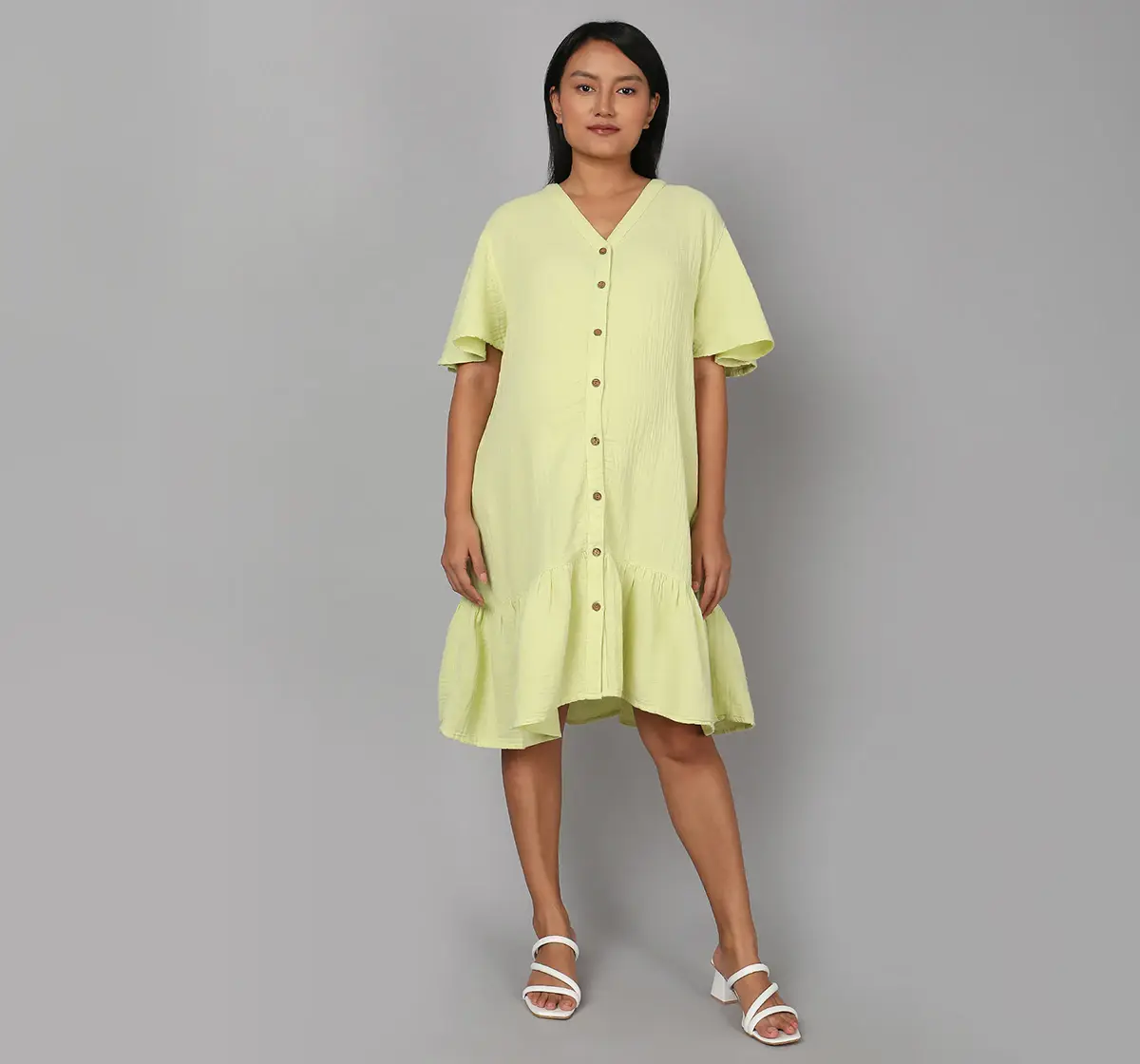 Maternity Knee Length Dress - Green