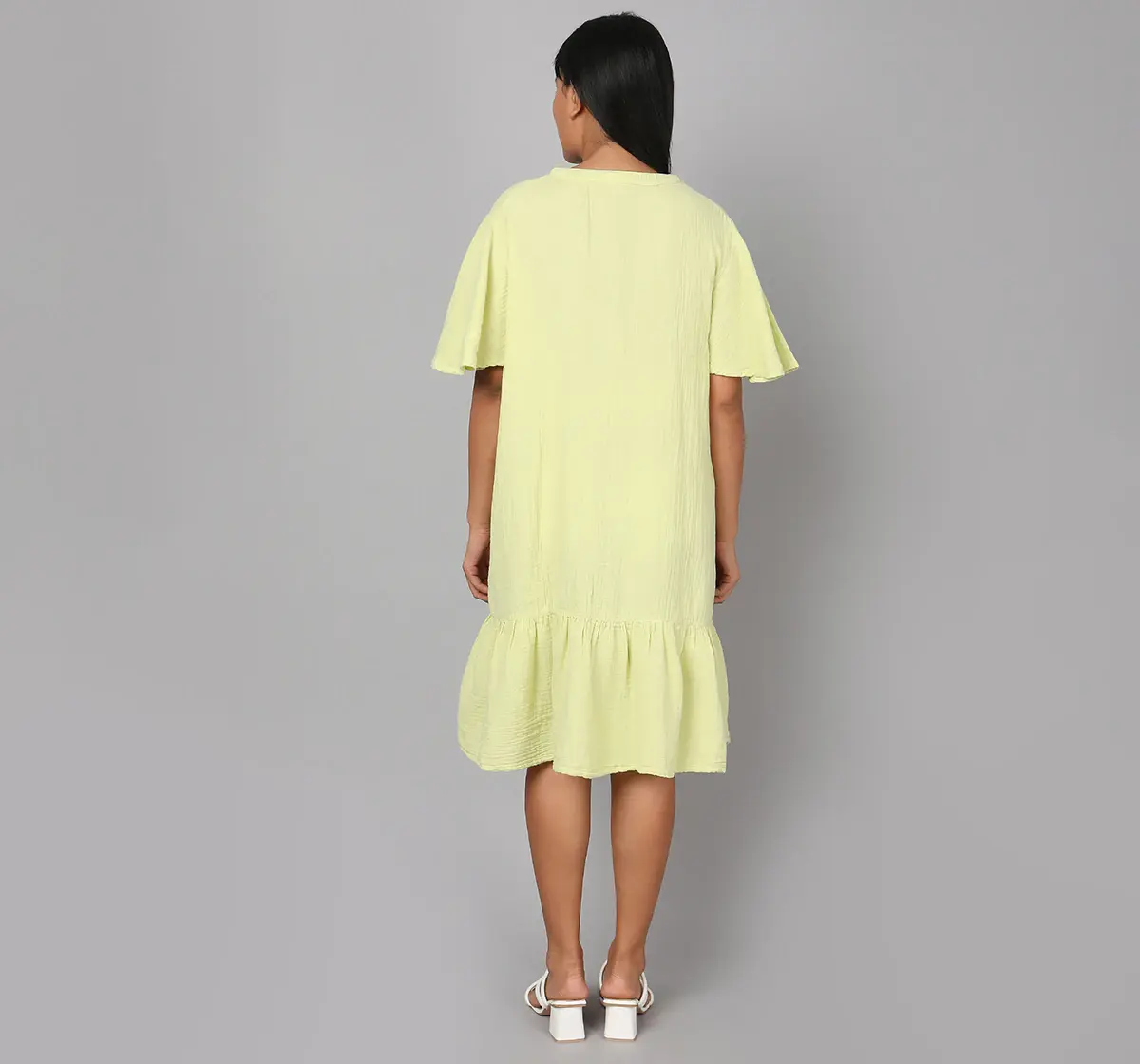 Maternity Knee Length Dress - Green