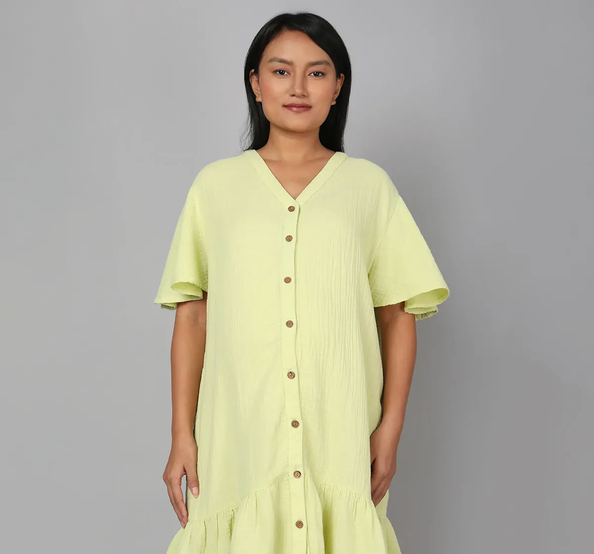 Maternity Knee Length Dress - Green