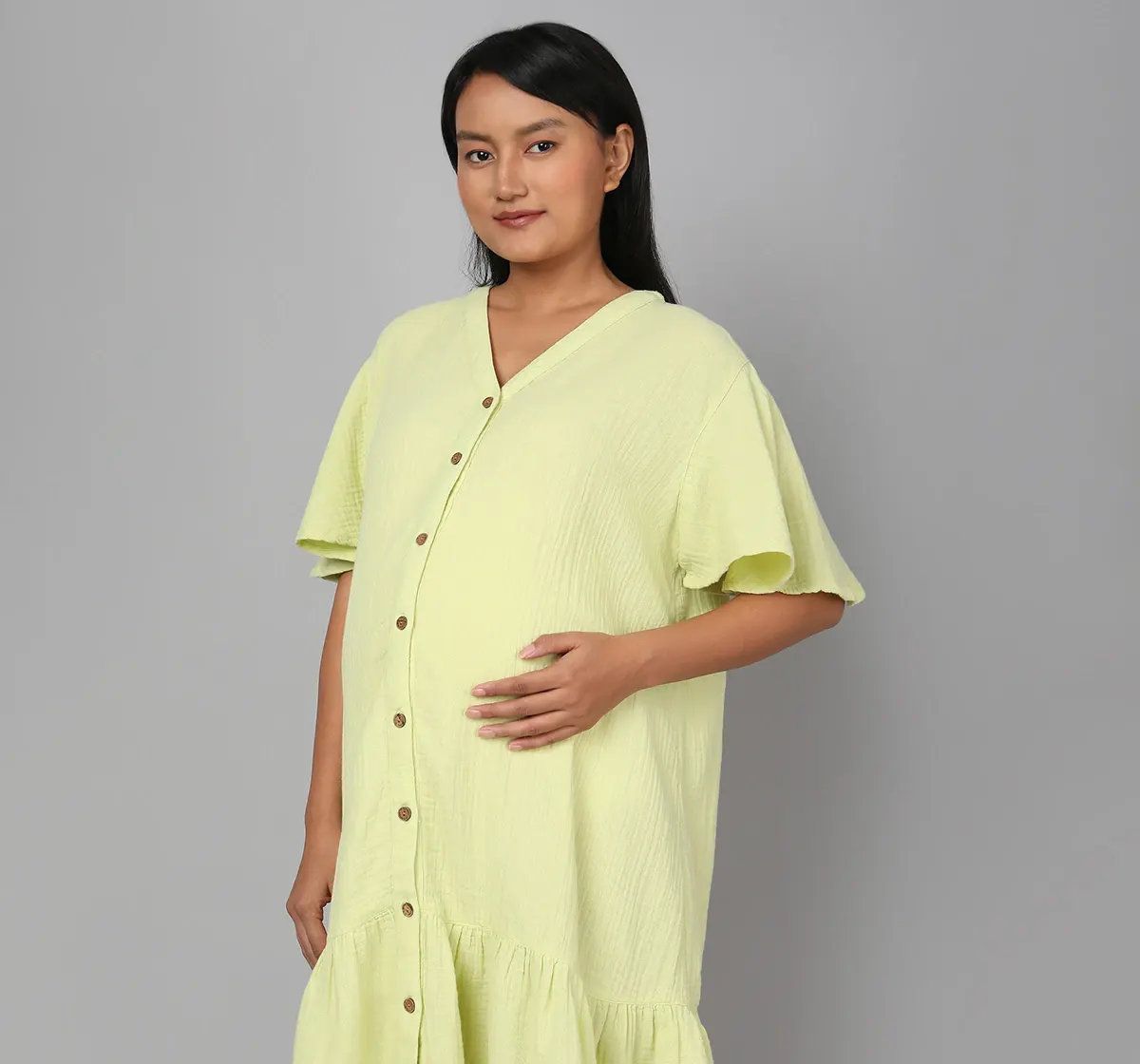 Maternity Knee Length Dress - Green