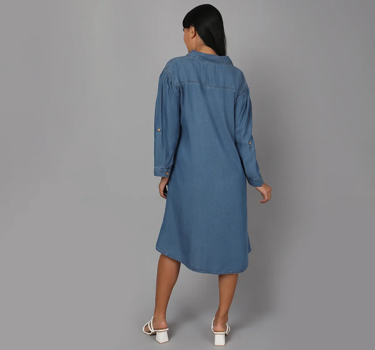 Maternity Knee Length Dress - Blue