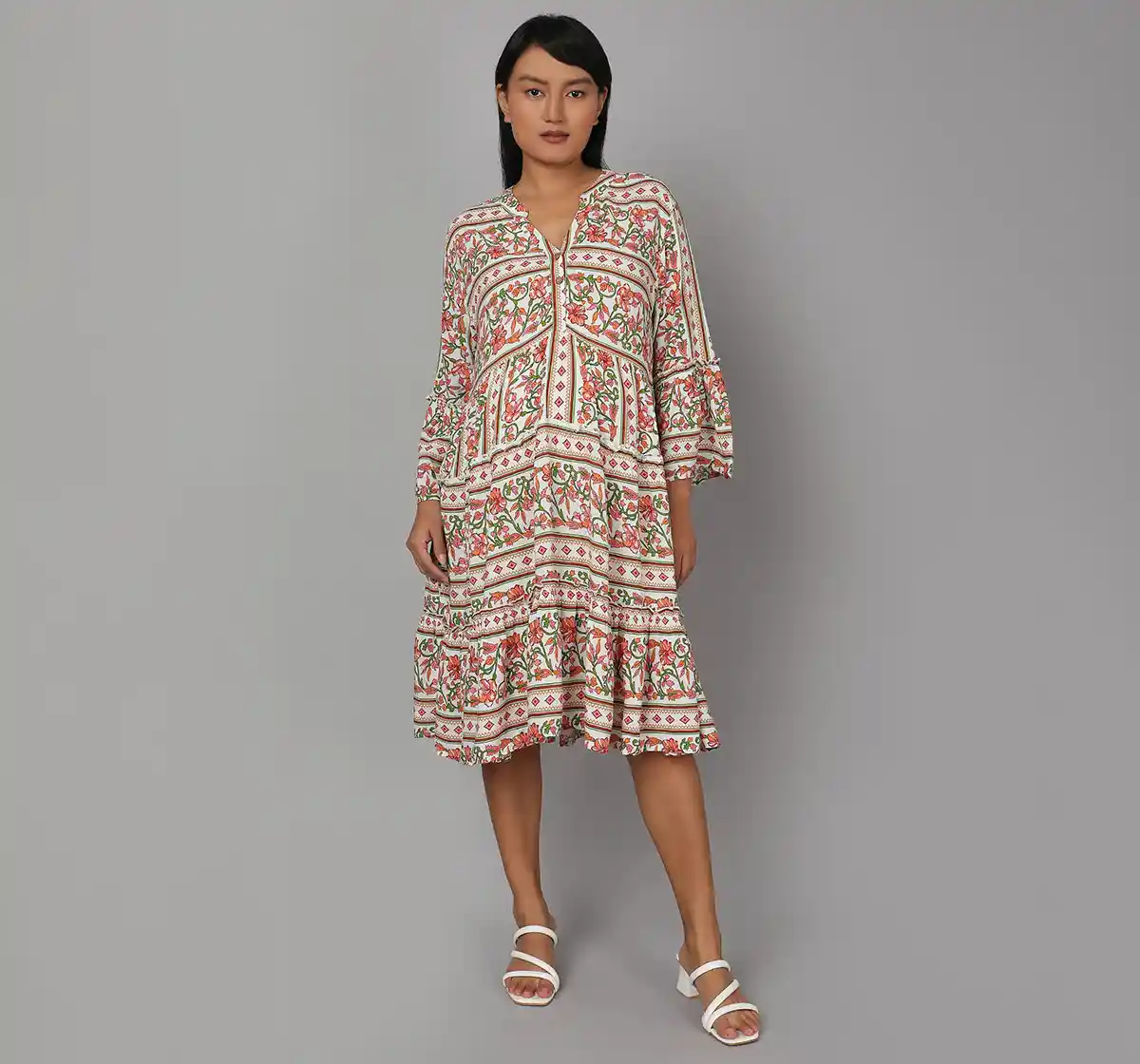 Maternity All Over Printed Floral Dress - Multicolor