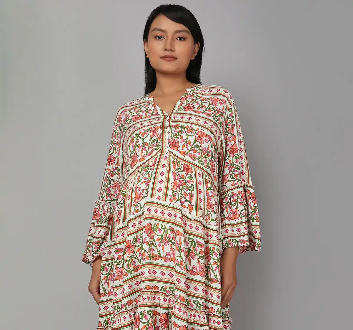 Maternity All Over Printed Floral Dress - Multicolor