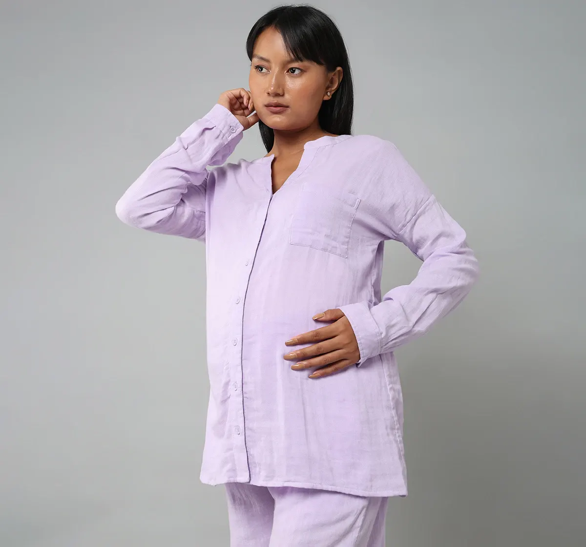 Woven Nursing Set With Puff Sleeves