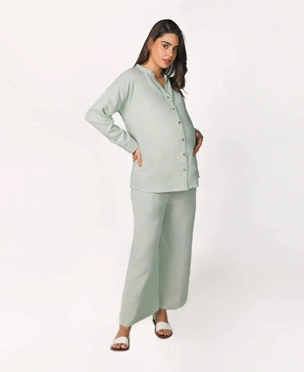 Maternity Nursing Top With Pants Coordinate Set-Grey