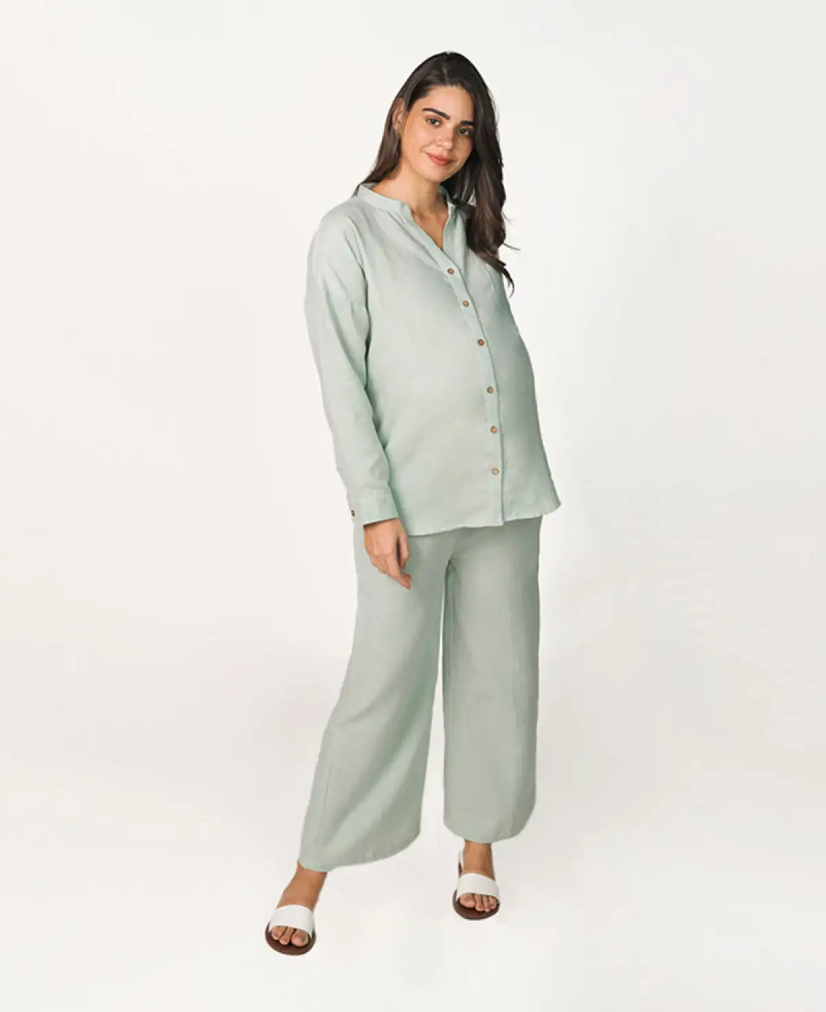 Maternity Nursing Top With Pants Coordinate Set-Grey