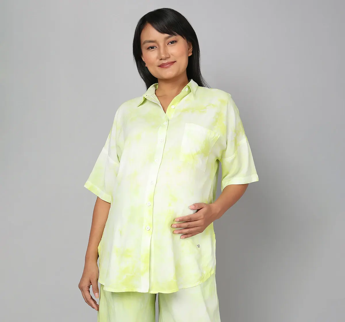 Maternity 2 Pc Tie Die Co-ordinate Sets - Green
