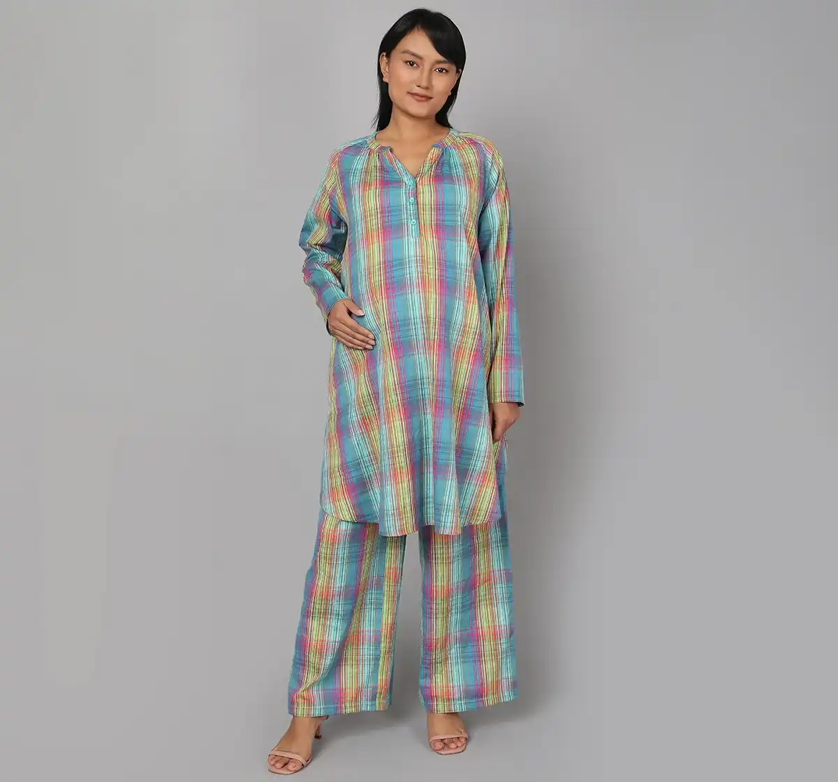 Maternity 2 Pc Checkered Co-ordinate Sets - Multicolor
