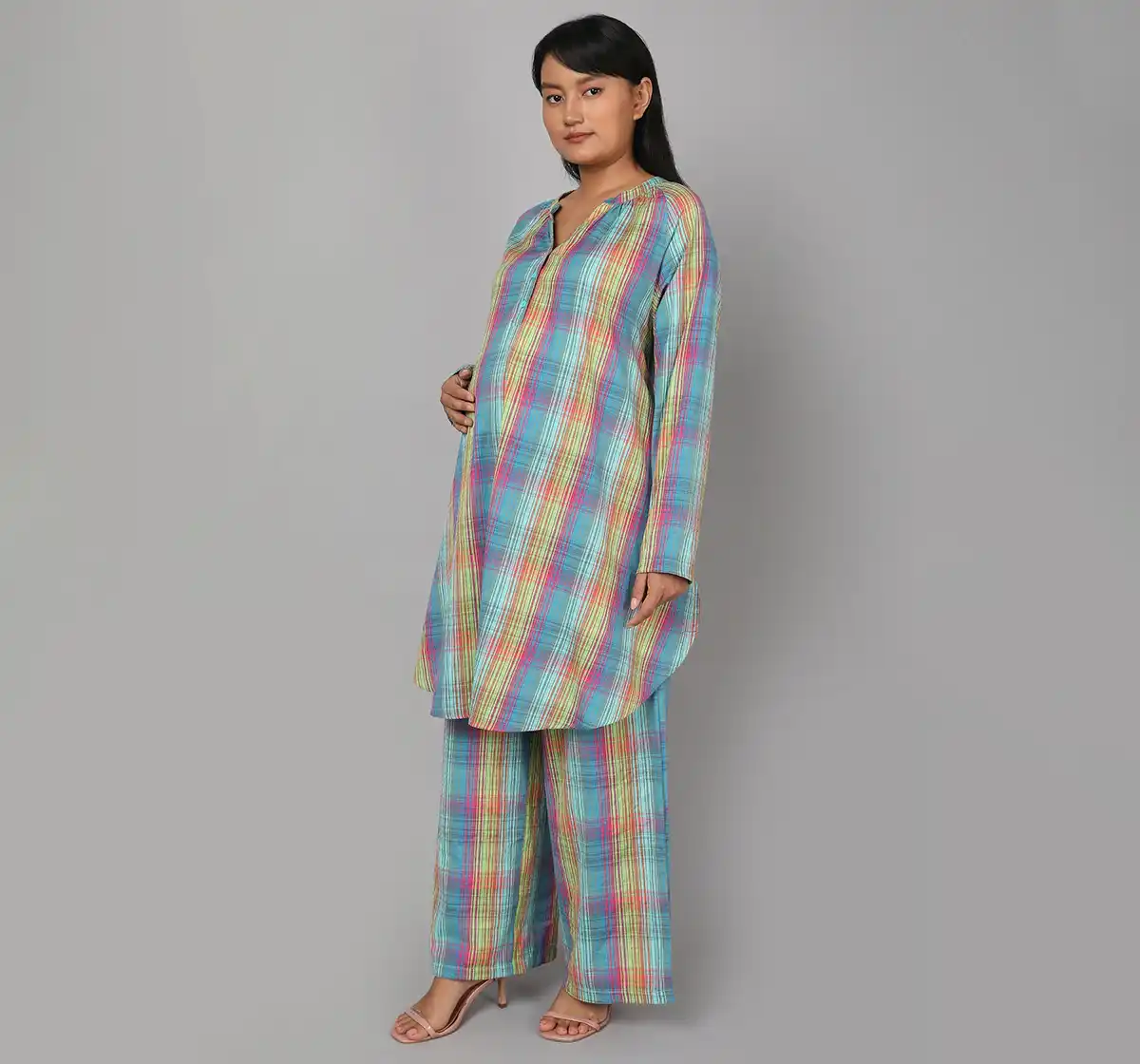 Maternity 2 Pc Checkered Co-ordinate Sets - Multicolor