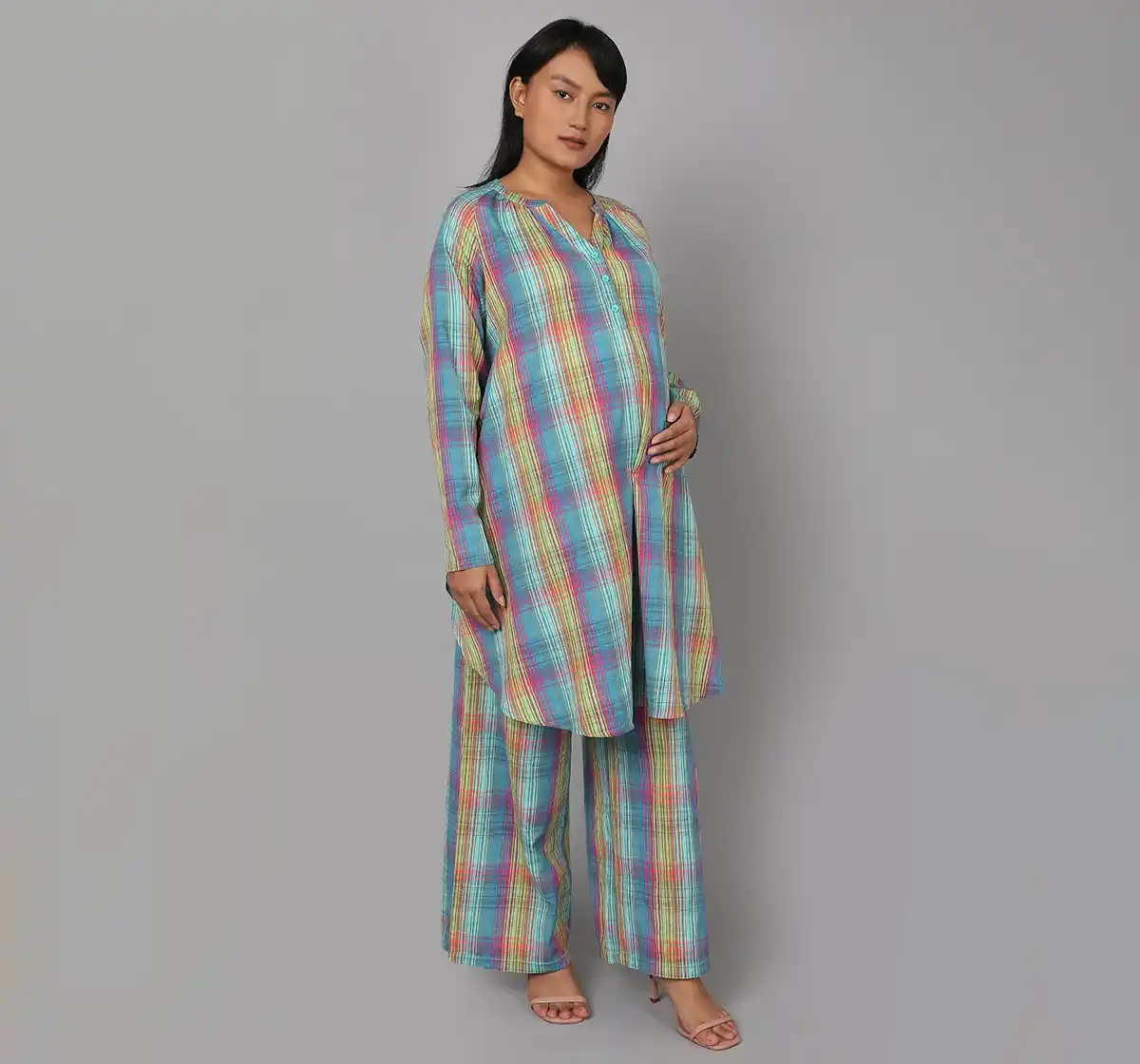 Maternity 2 Pc Checkered Co-ordinate Sets - Multicolor