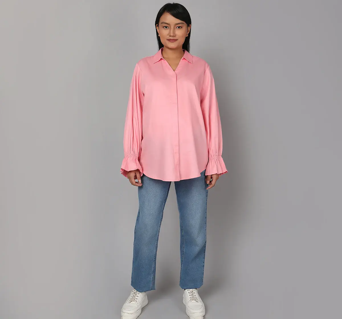 Maternity Frill Sleeves Shirt - Pink