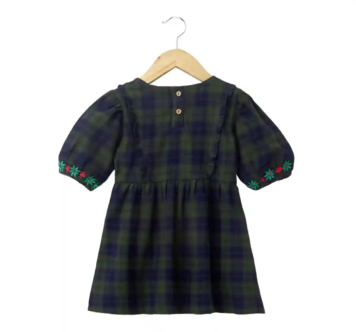 Embroidered Checkered Dress