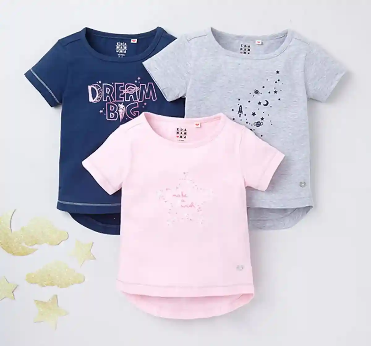 Girls Pack Of 3 Graphic Print Tees