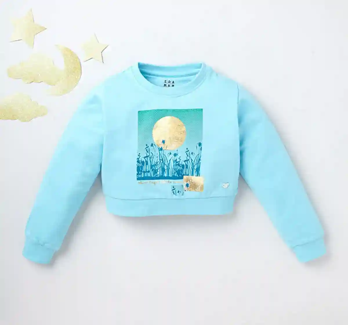 Glitter Print Crop Sweatshirt