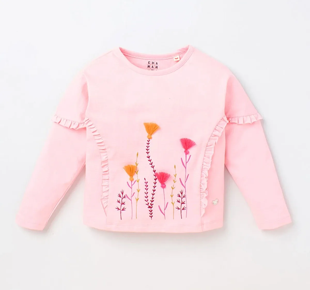 Ruffle Embroidered Tee