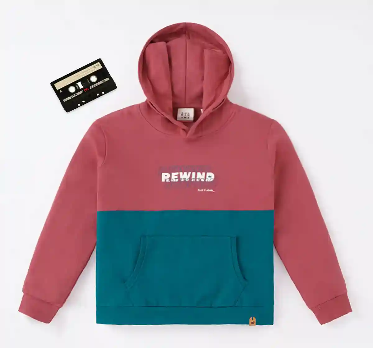 Boys Color-Block Chest Print Hoodie