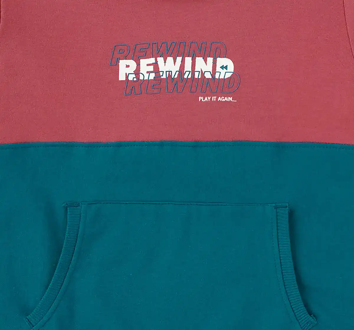 Boys Color-Block Chest Print Hoodie