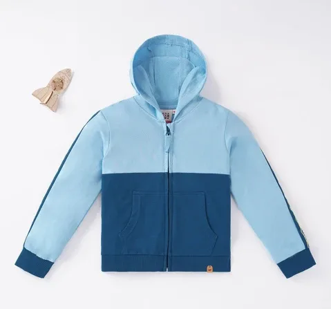 Boys Color Block Hooded Knit Jacket