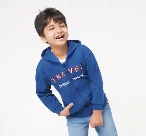 Boys Printe Zipper Hooded Jacket