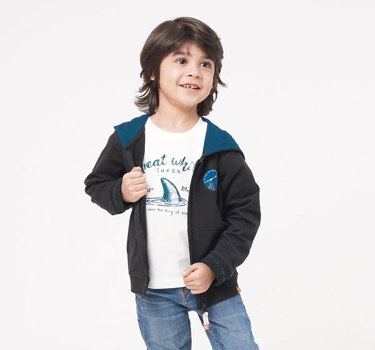 Boys Front Open Hooded Jacket