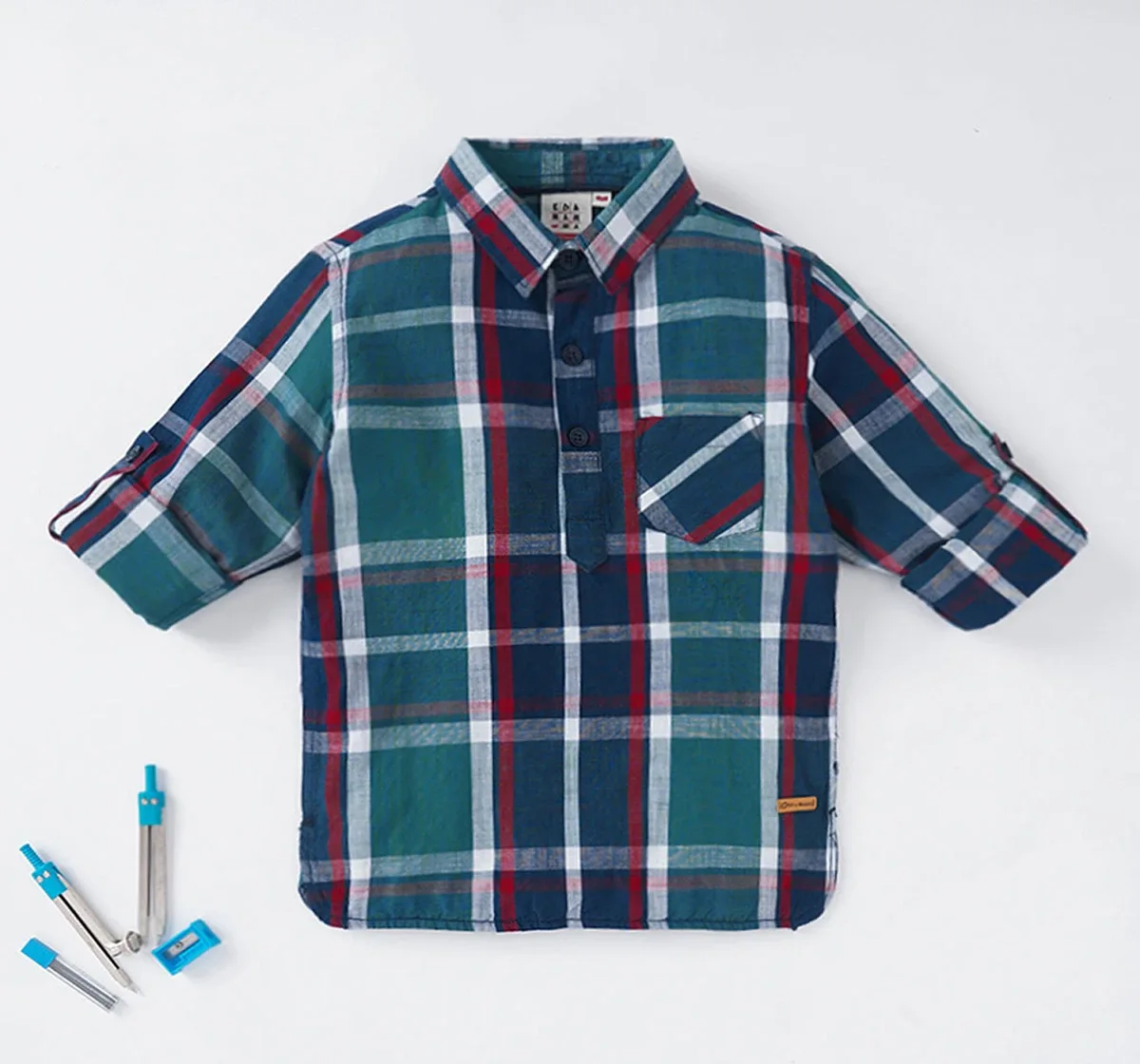 Boys Plaid Hooded Shirt
