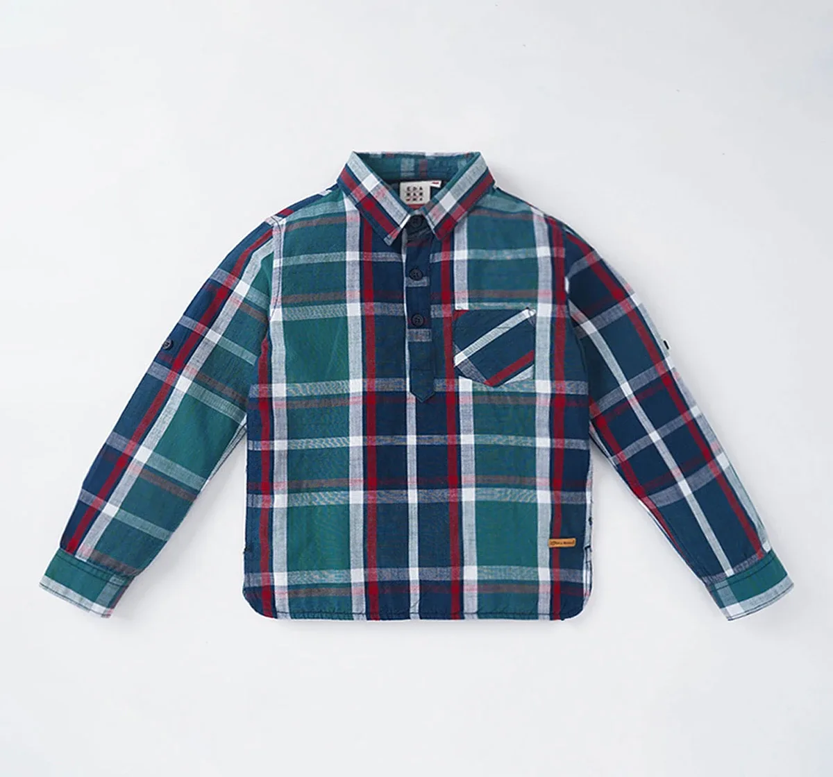 Boys Plaid Hooded Shirt