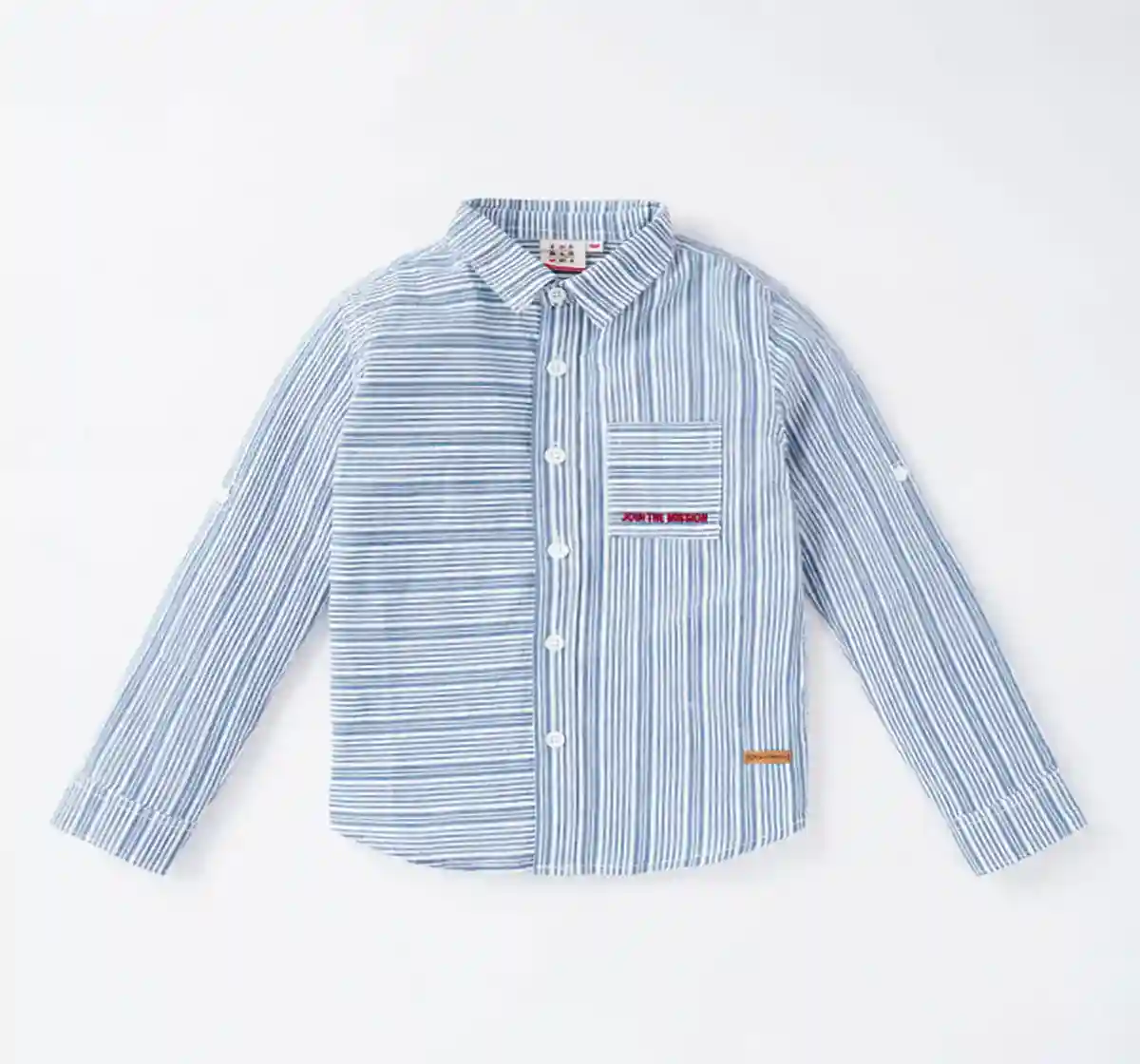Boys Full Sleeves Y/D Seer Sucker Stripe Shirt With Embroidery At Pocket